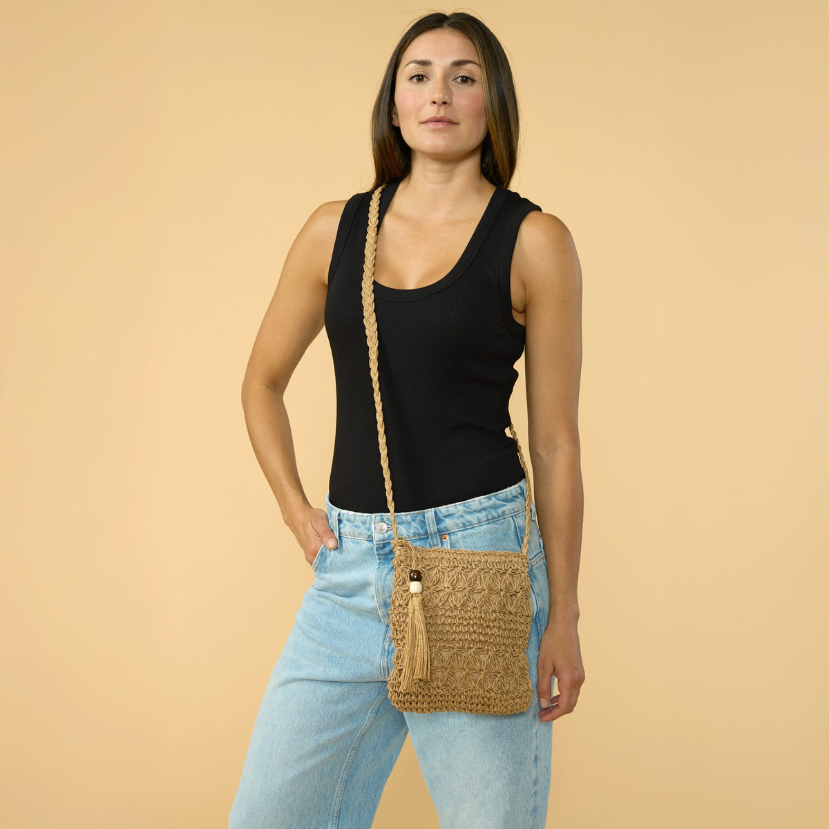 Straw Crossbody Bag - Natural