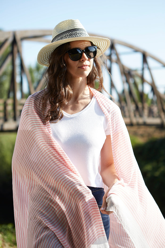 Tiny Stripe Insect Shield Scarf - Coral