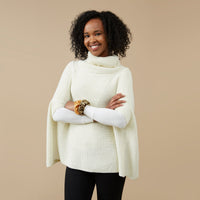 Victoria Knit Poncho - White