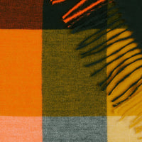 Fringle Plaid Blanket Scarf - Orange & Green