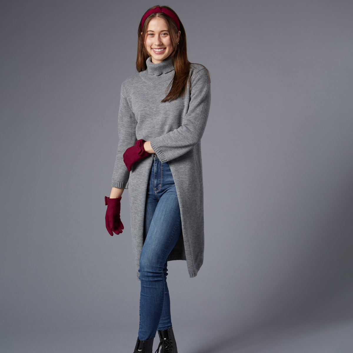 Long Courtney Slit Poncho - Gray