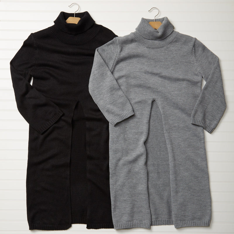 Long Courtney Slit Poncho - Gray