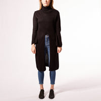 Long Courtney Slit Poncho - Black