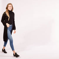 Long Courtney Slit Poncho - Black