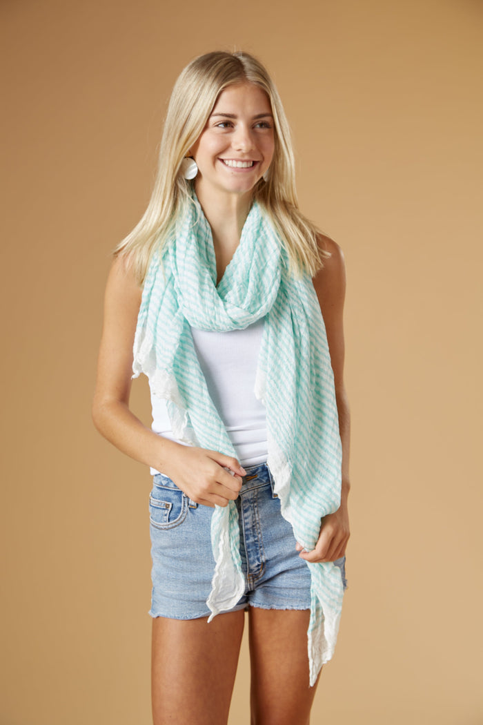 Tiny Stripe Insect Shield Scarf - Turquoise