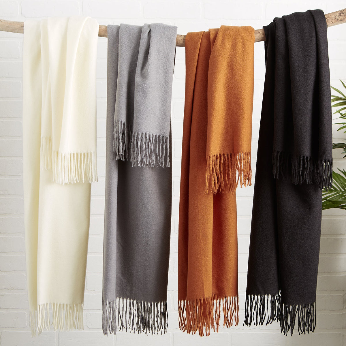 Solid Fringe Scarf - Tan