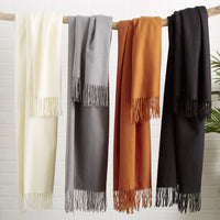 Solid Fringe Scarf - Tan