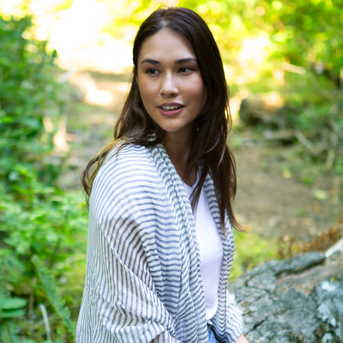 Tiny Stripe Insect Shield Scarf - Black