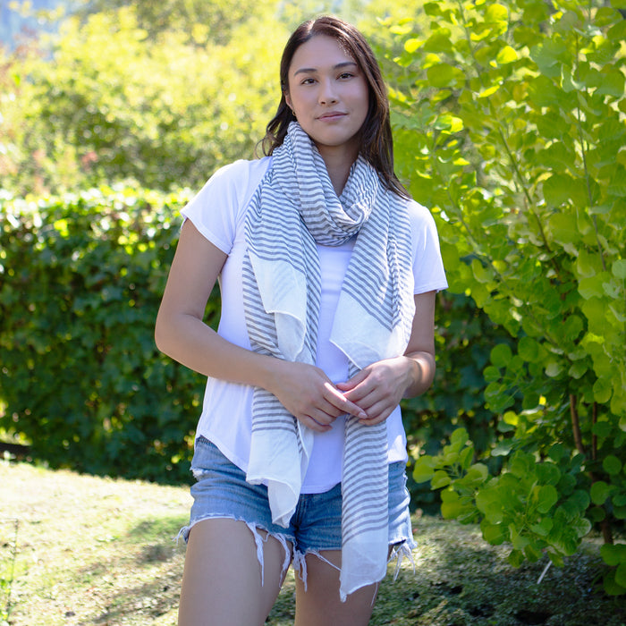 Tiny Stripe Insect Shield Scarf - Gray