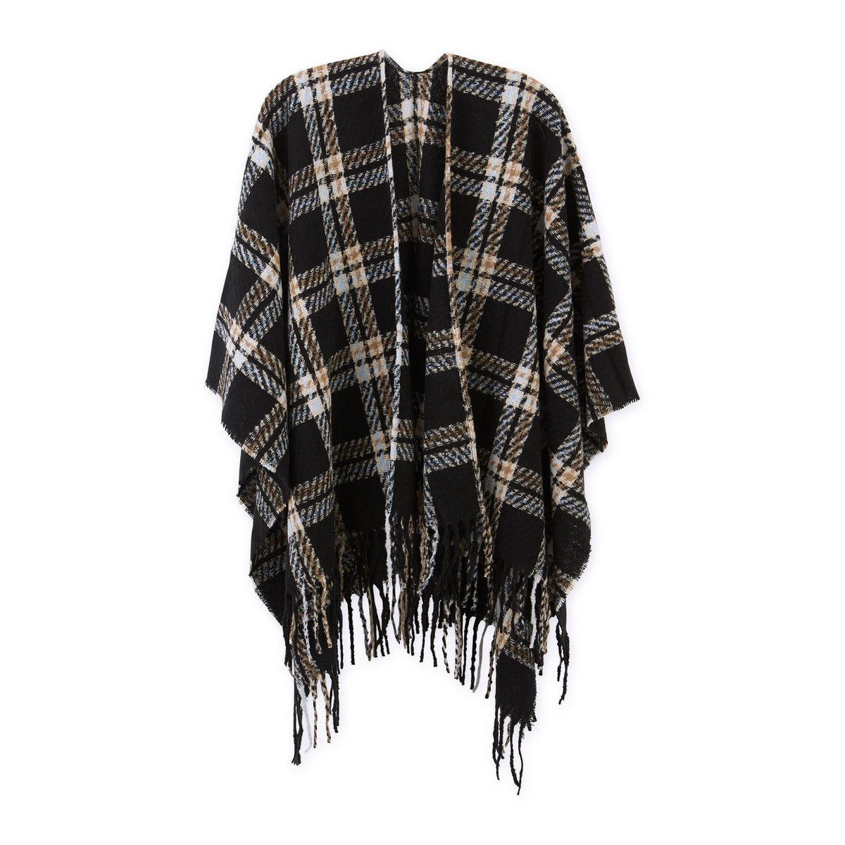 Charlie Plaid Ruana - Black