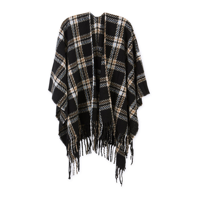 Charlie Plaid Ruana - Black