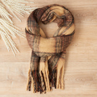 Cozy Plaid Scarf - Brown