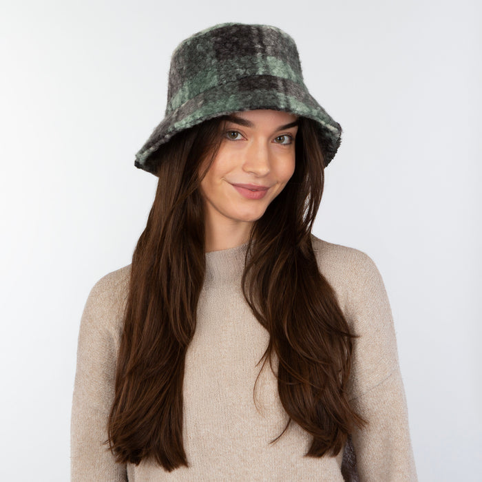 Teddy Bucket Hat - Green Plaid