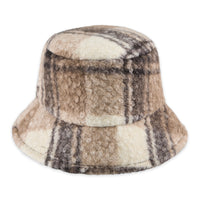 Teddy Bucket Hat - Brown Plaid