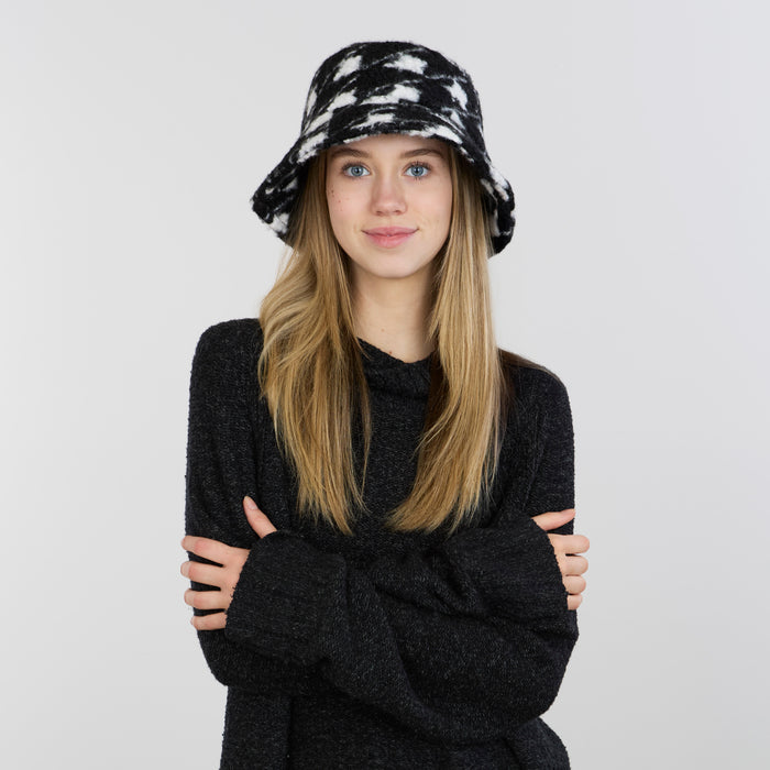 Teddy Bucket Hat - Houndstooth