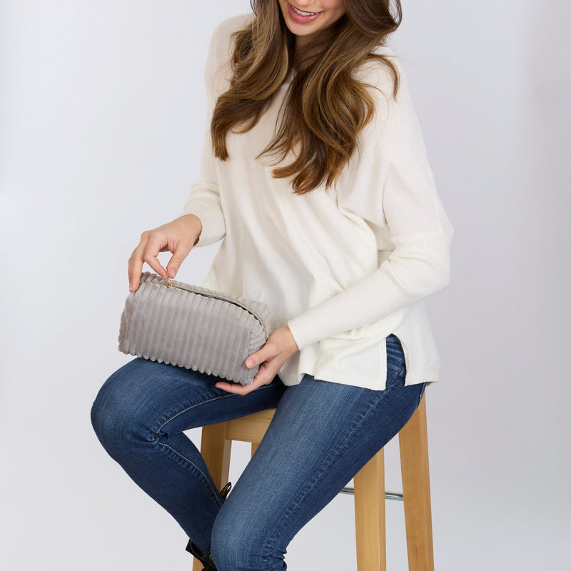 Corduroy Cosmetic Bag - Gray