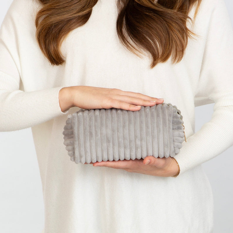 Corduroy Cosmetic Bag - Gray