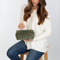 Corduroy Cosmetic Bag - Green