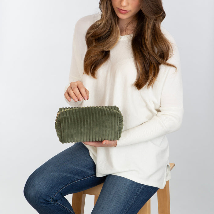 Corduroy Cosmetic Bag - Green