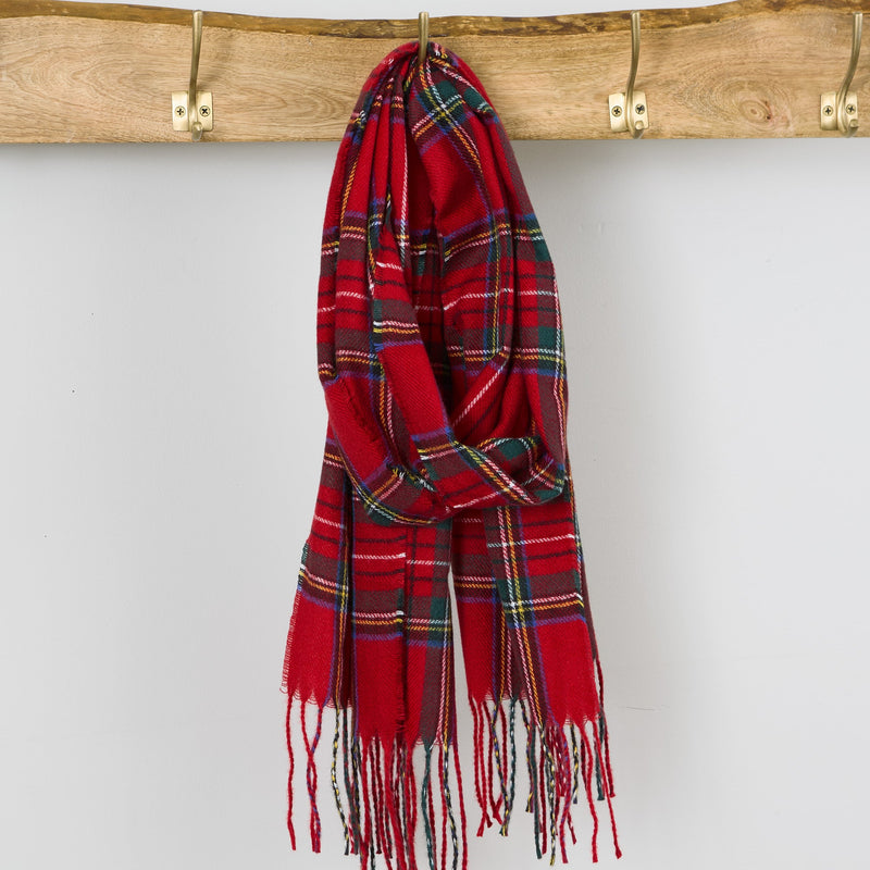Winter Plaid Scarf - Red
