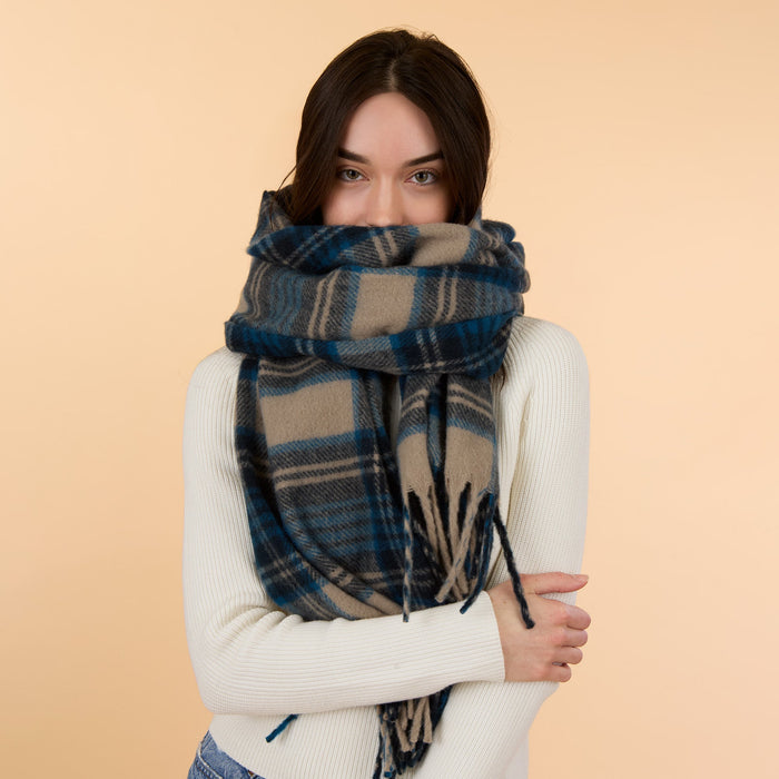 Autumn Plaid Scarf - Blue