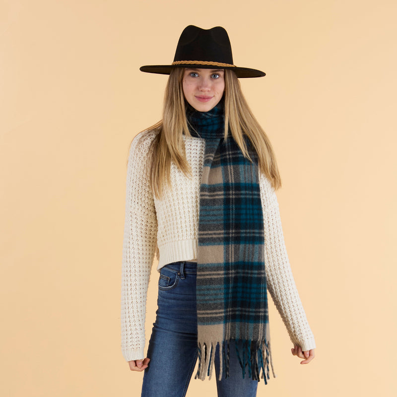 Autumn Plaid Scarf - Blue