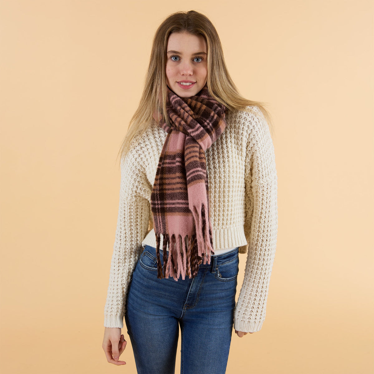Autumn Plaid Scarf - Pink