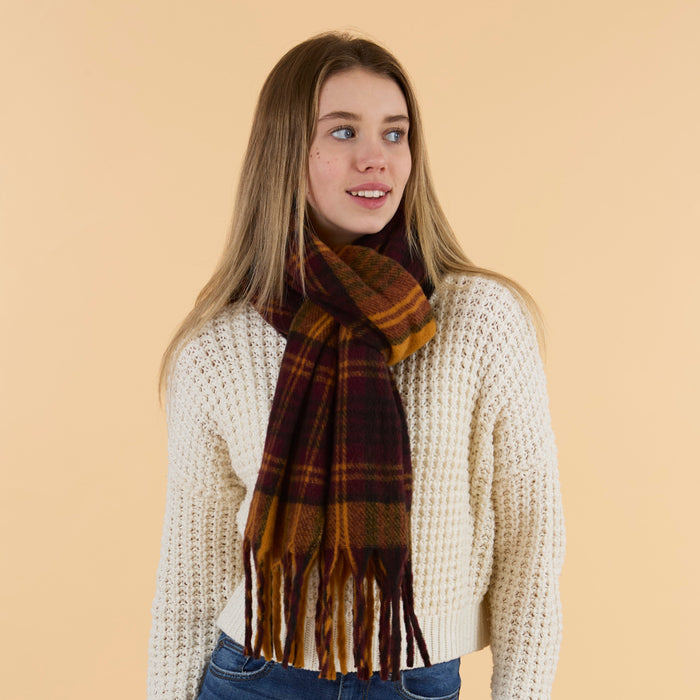 Autumn Plaid Scarf - Maroon
