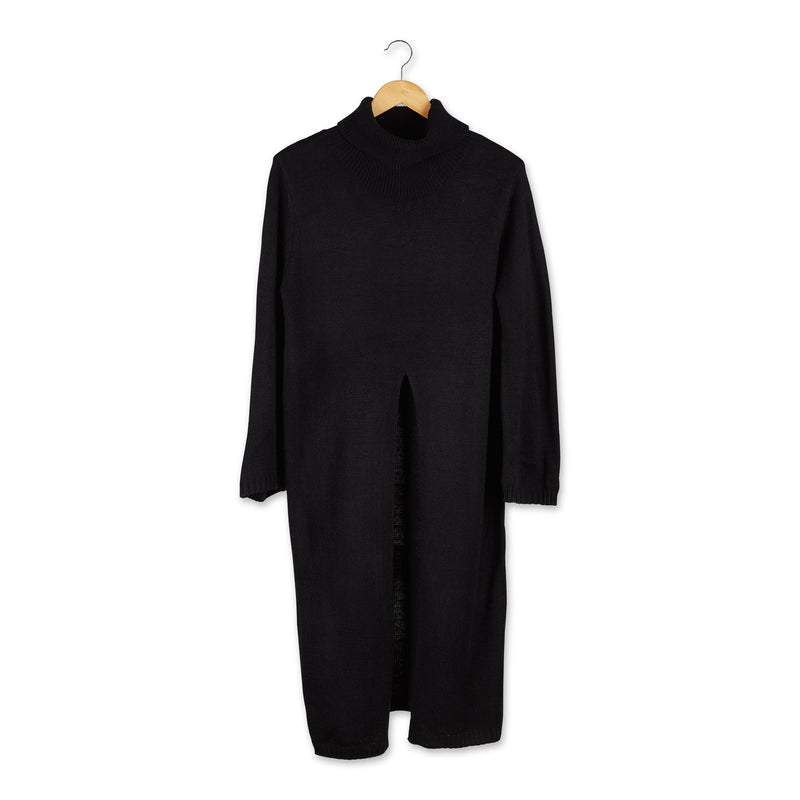 Long Courtney Slit Poncho - Black